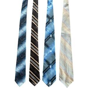 Vintage Neck Ties Don Loper & Johnny Carson 4 Tie Lot Silk Retro Vibrant Necktie